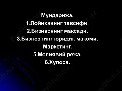 biznes-loyiha taqdimoti — PPT