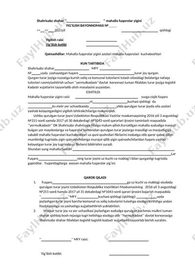 yig‘ilish bayonnomasi №g — DOCX