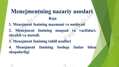menejmentning nazariy asoslari — PPT