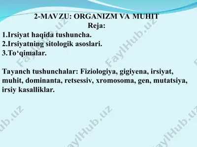 organizm va muhit — PPT