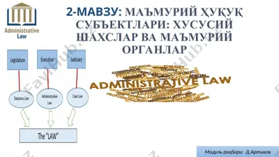 2-mavzu: ma’muriy huquq sub’yektlari: xususiy shaxslar va ma’muriy organlar — PPT