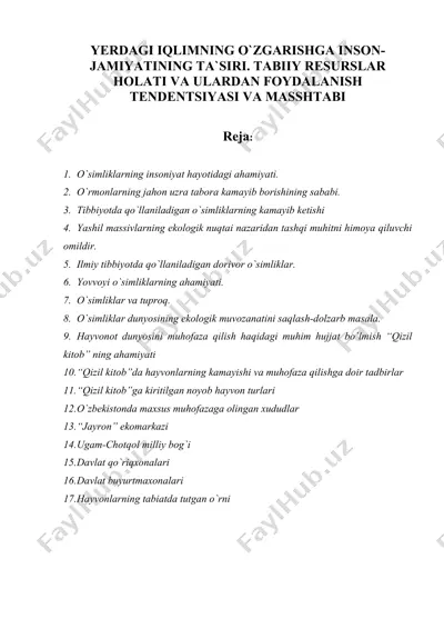 yеrdag iqlimning o`zgarishga inson-jamiyatining ta`siri — DOC