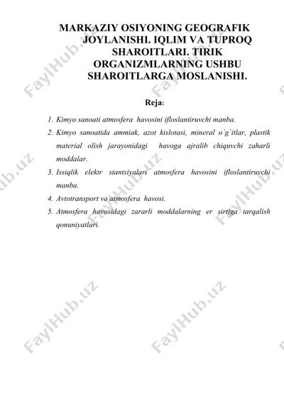 markaziy osiyoning gеografik joylanishi. iqlim va tuproq sharoitlari — DOC
