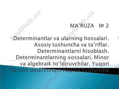 kvadrat matritsaning determinanti tushunchasi — PPT