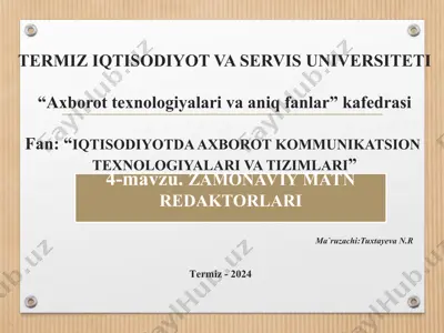 zamonaviy matn redaktorlari — PPT