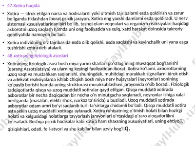 xotira haqida — PPTX