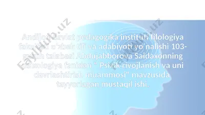 psixik rivojlanish va uni davrlashtirish muammosi — PPTX