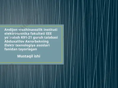 elektr termik jarayonlar va qurilmalar (mustaqil ish) — PPTX