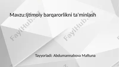 ijtimoiy barqarorlikni ta'minlash — PPTX