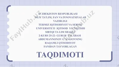 biznes jarayonlarida bulutli hisoblash texnologiyalar — PPTX
