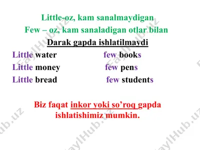 little va few qoidalari bo‘yicha ingliz tili taqdimoti — PPTX