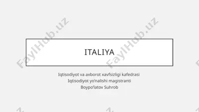 italiya respublikasining iqtisodiy xavfsizligi bo‘yicha taqdimot — PPTX