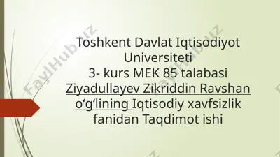 davlatning tashqi iqtisodiy faoliyatini tartibga solish siyosati (taqdimot ishi) — PPTX