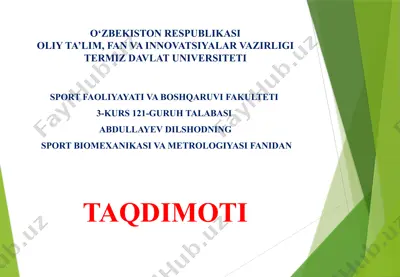sport biomexanikasi va metrologiyasi fanidan taqdimoti — PPTX