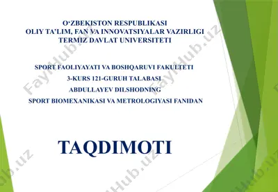 sport biomexanikasi va metrologiyasi fanidan taqdimot — PPTX