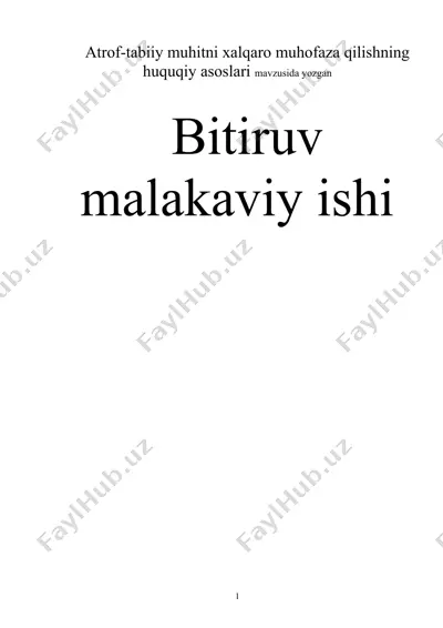 atrof-tabiiy muhitni xalqaro muhofaza qilishning huquqiy asoslari — DOC