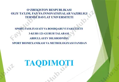 sport biomexanikasi va metrologiyasi fanidan taqdimot — PPTX