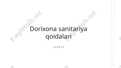 dorixona sanitariya qoidalari — PPTX