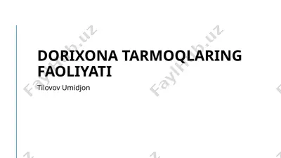 dorixona tarmoqlaring faoliyati — PPTX