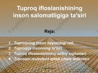 tuproq ifloslanishining inson salomatligiga ta'siri — PPTX