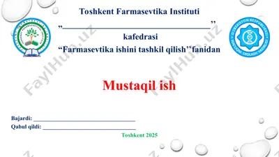 1. dori vositalari ta’minotini tashkil etishda xalqaro tajriba. taqdimot, 11 bet. — PPT