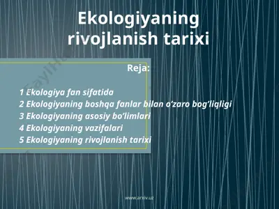 ekologiyaning rivojlanish tarixi — PPTX
