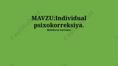 individual psixokorreksiya — PPTX
