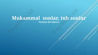 mukammal sonlar, tub sonlar — PPTX