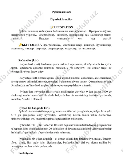 python asoslari — DOCX