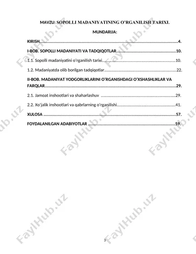 sopolli madaniyatining o’rganilish tarixi — DOCX
