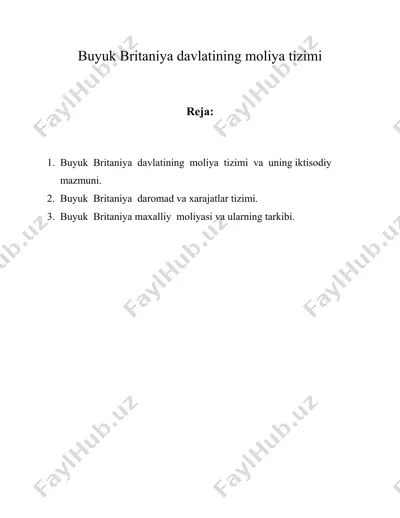 buyuk britaniya davlatining moliya tizimi — DOC