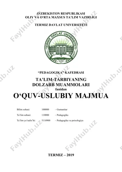 o‘quv-uslubiy majmua termiz davlat universiteti — DOCX