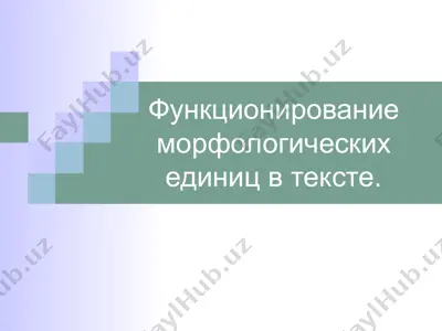 функционирование морфологических единиц в тексте. — PPT