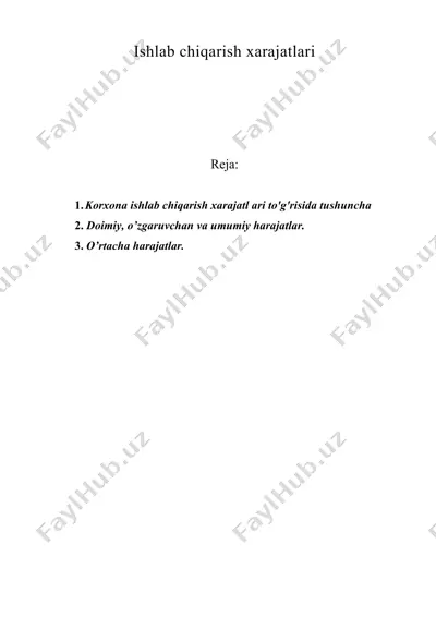 ishlab chiqarish xarajatlari — DOC