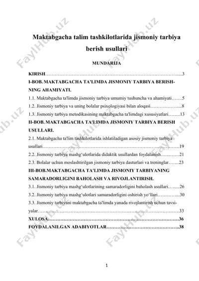 maktabgacha talim tashkilotlarida jismoniy tarbiya berish usullari — DOCX