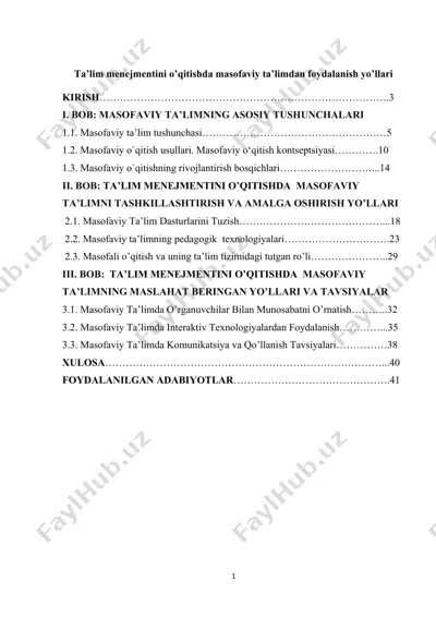 ta’lim menejmenti va masofaviy ta’lim — DOCX