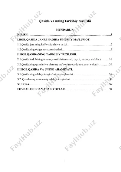 qasida va uning tarkibiy tuzilishi — DOCX
