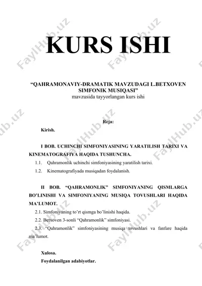 qahramonaviy-dramatik mavzudagi l.betxoven simfonik musiqasi — DOCX