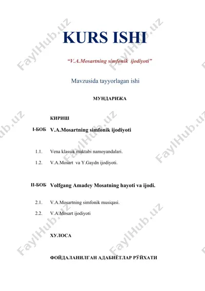 v.a.mosartning simfonik  ijodiyoti — DOCX