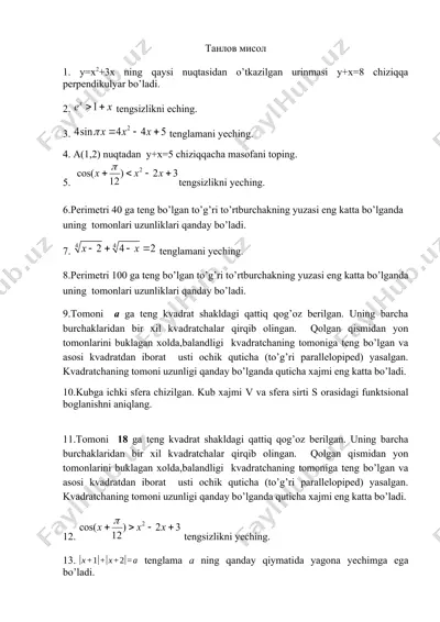 matematika misollar — DOCX