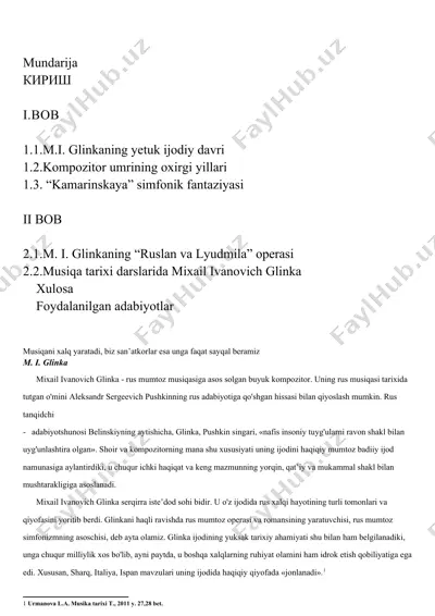 mixail ivanovich glinkaning “ruslan va lyudmila” operasi — DOCX