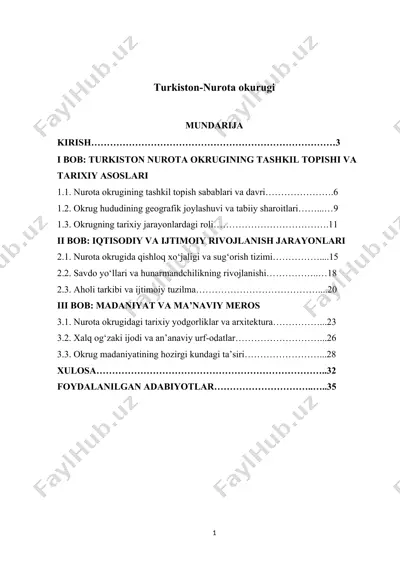 turkiston-nurota okrugining tarixiy va geografik xususiyatlari — DOCX