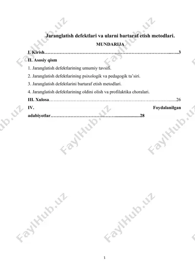 jaranglatish defektlari va ularni bartaraf etish metodlari — DOCX