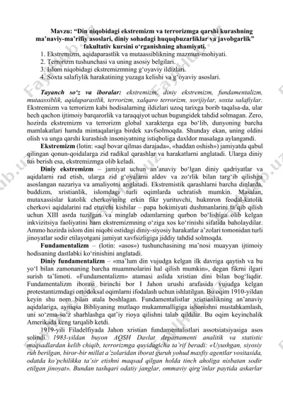 terorizm va ekstremizm — DOCX