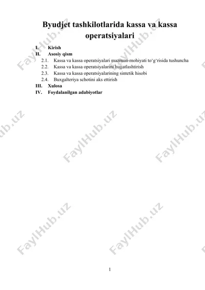 kassa va kassa operatsiyalari — DOCX