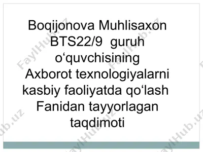 boqijonova muhlisaxon bts22/9 guruh taqdimoti — PPTX