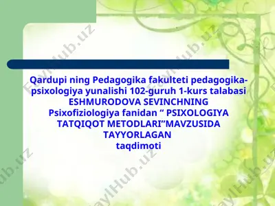 psixologiya tatqiqot metodlari — PPT