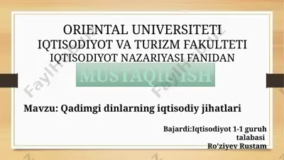 qadimgi dinlarning iqtisodiy jihatlari — PPTX