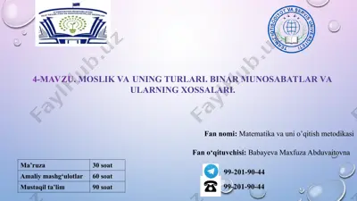 matematika va uni o’qitish metodikasi — PPT