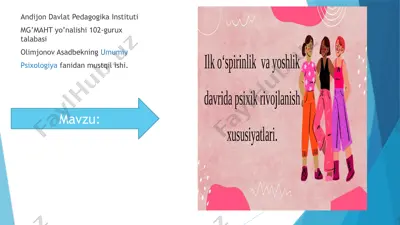 olimjonov asadbekning umumiy psixologiya fanidan mustqil ishi — PPTX